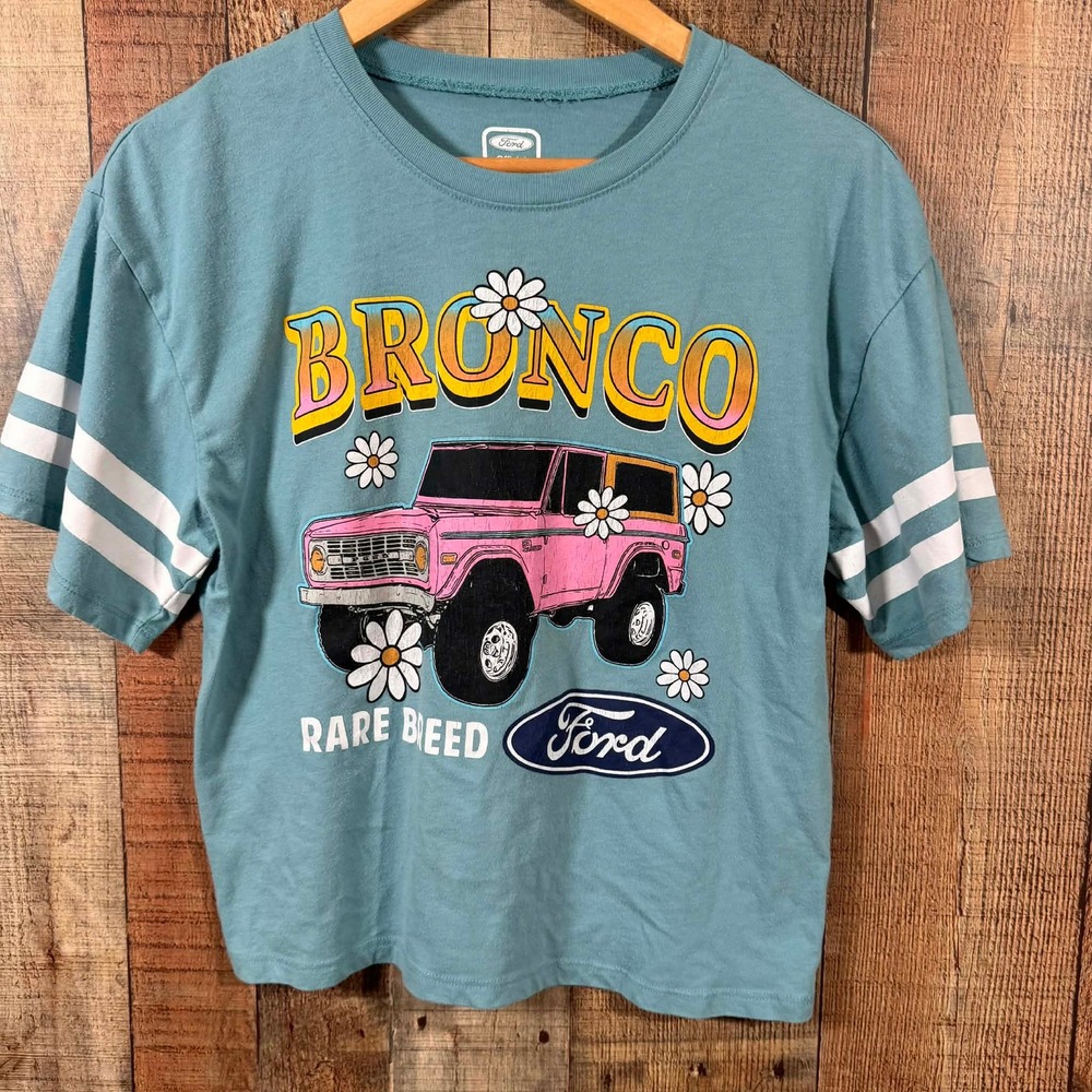 Ford Bronco Graphic Crop Tee Small Western Daisy Floral Retro Truck Shirt Cute